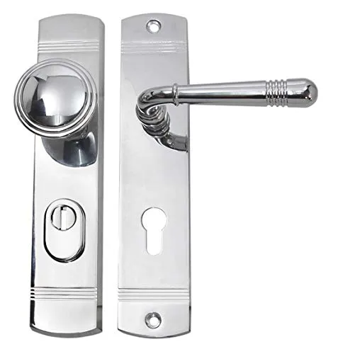 Häusler Onlinehandel Wohnungstür Schutzbeschlag Helena LS Chrom WE 72 mm - Türklinken mit Knauf - ideal für 72 mm Wohnungstür-Schlösser, mit Kernziehschutz und hochwertigem Zamak-Material für maximale Sicherheit und Langlebigkeit.