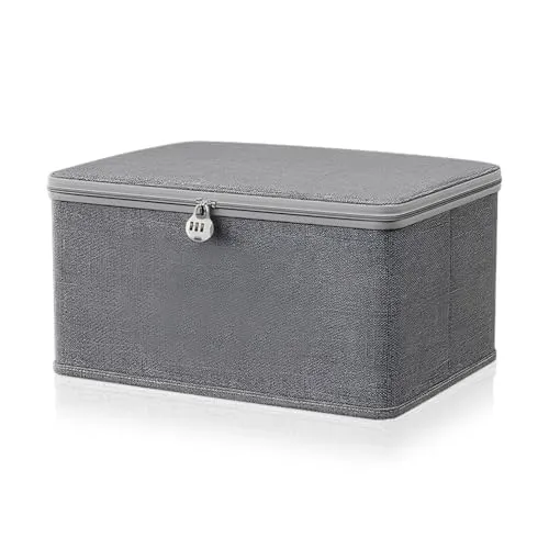 Produktbild YZROHYI VerschließBare Box AbschließBar 30 x20 x14 cm,Faltboxen Mit Deckel,Aufbewahrungsbox Mit Schloss,Stoffbox,Stoffkisten,Abschliessbare Box,Kleideraufbewahrung Boxs für Kleidung