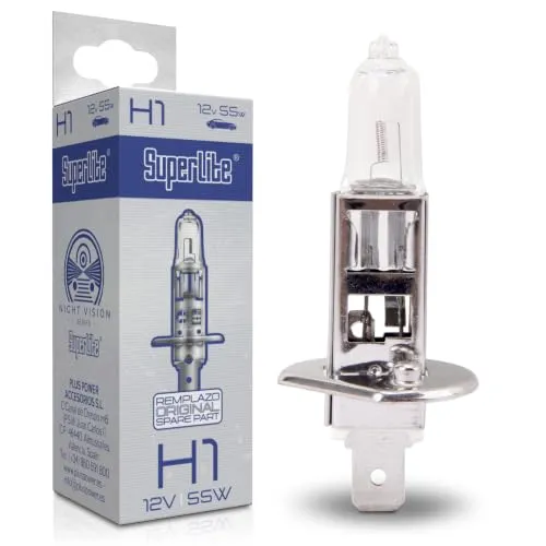Superlite H1 12V 55W Halogenglühlampe für die Hauptscheinwerfer der Night Vision-Reihe. E1 R37/03-Zulassung und RoHs- und CE-Zertifizierung. Außergewöhnliche Haltbarkeit und Helligkeit.