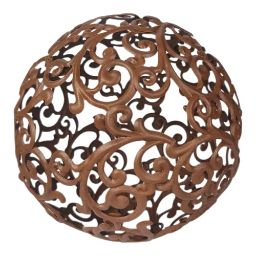 Kugel 18cm rostfarben aus Metall Eisen Dekokugel Ornament Gartenkugel Eisenkugel