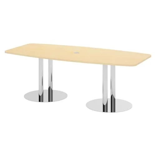 Bümö Konferenztisch oval 220x103 cm - Konferenztisch für 8 Personen, stabil und kratzfest mit verchromten Stahlsäulen, ideal für Besprechungsräume und Meetings.