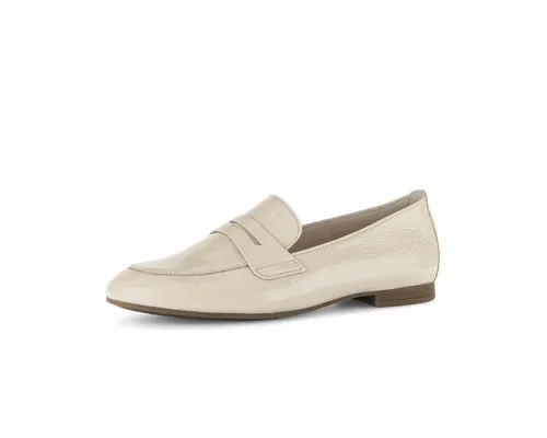 Gabor Damen Slipper - Komfortable Mokassins in Oak, Größe 42 EU - Stylische Slipper für Damen mit offenem Einschlupf, ideal für Freizeitaktivitäten. Das wechselbare Fußbett sorgt für individuellen Komfort. Hochwertiges Lackleder und eine langlebige TPU-Sohle garantieren eine angenehme Passform.