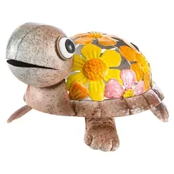 Dehner Dekofigur Schildkröte, frostbeständige Gartenfigur, 30.5 x 16.5 x 19.5 cm, Eisen, gelb / grau - Gelb/Grau