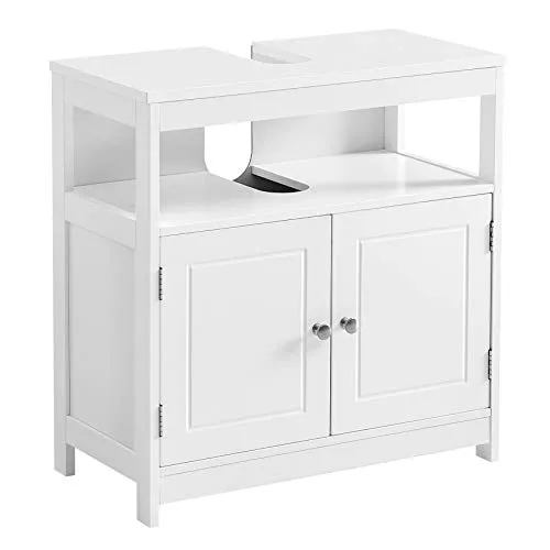 VASAGLE Waschbeckenunterschrank, Badezimmerschrank, 30 x 60 x 60 cm, wolkenweiß