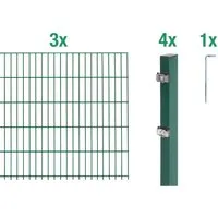 Doppelstabmatten-Set ALBERTS Typ 6/5/6 600 x 80 cm grün - Gartenzäune – Robustes Metallzaun-Set in Grün, ideal für hohe Sicherheit und Langlebigkeit in Ihrem Garten.