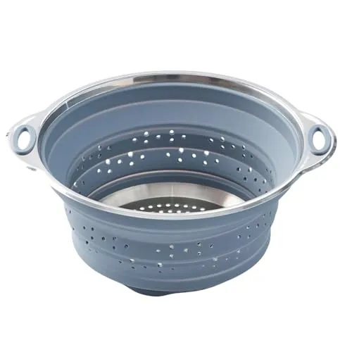 Betty Bossi - Abtropfsieb - Faltbar - Hochwertig und stabil: Boden und Griffe aus Edelstahl - Flach zusammenfaltbar spart viel Platz im Schrank - Silikon Edelstahl - Spülmaschinengeeignet