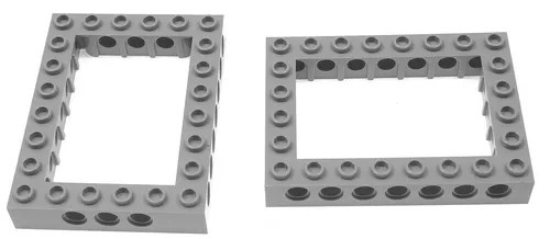 LEGO Technik - 2 Lochsteine Lochbalken 6x8 hellgrau / Rahmen / 40345 NEUWARE