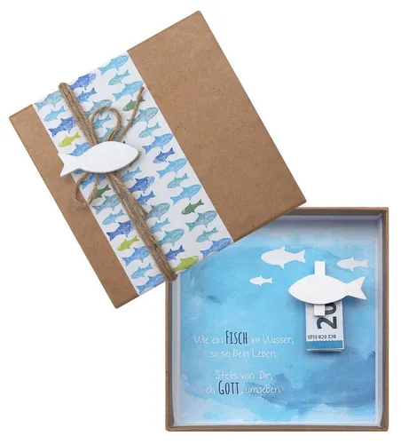 ZauberDeko Geschenkbox Geldgeschenk Verpackung Petrol Grün Fisch Kommunion Konfirmation
