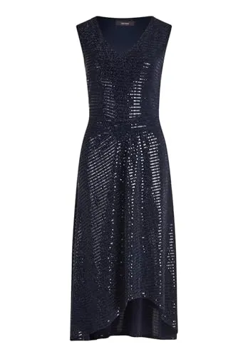 Vera Mont Damen Cocktailkleid im Glitzer-Look 46, Dunkelblau/Grau - Elegantes Cocktailkleid von Vera Mont mit Glitzer-Look. Der V-Ausschnitt und das ärmellose Design bieten Bewegungsfreiheit und betonen die Silhouette. Ideal für festliche Anlässe und Sommerfeiern.