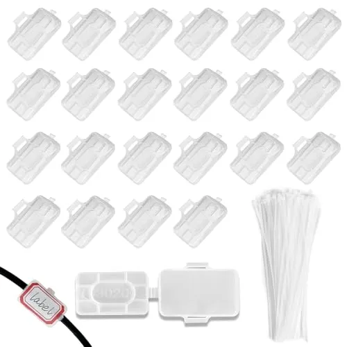 RXKFIGX Beschriftung für Kabel, 40 pcs Kabelmarker mit 40 pcs Kabelbinder, Kabeletiketten, Wiederverwendbare kabelmarkierer, Netzwerkkabel Beschriftung, Beschriftungsschilder für kabel