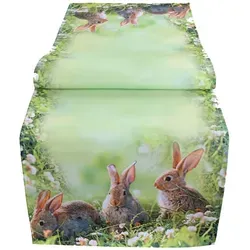 texpot Tischdecke Tischdecke Osterhasen im Gras Farbe grün Ostern Frühling (1-tlg) rechteckig | 40 cm x 140 cm