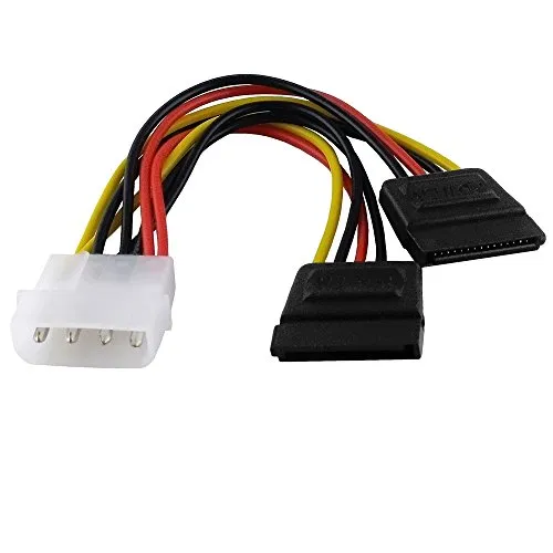 BestPlug 13cm internes PCI Y Strom-Kabel Adapter für Computer, 2 S-ATA Stecker auf 1 5,25 4pol Stecker