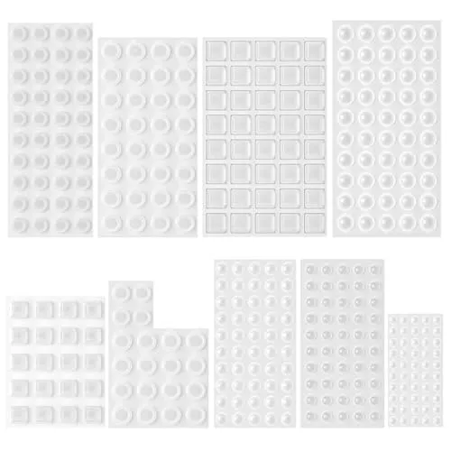 Comzantor Gummipuffer, Gummipuffer Selbstklebend, Türpuffer, Anschlagpuffer, Elastikpuffer Transparent, Schutzpuffer Selbstklebend, Gumminoppen für Glasplatten, Türen, Schränke, Schubladen(9 Größen)