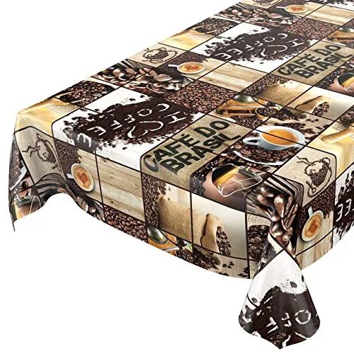 Wachstuchtischdecke abwaschbar Garten Tischdecke Wachstuch Rund Oval Eckig Indoor Outdoor Kaffee Braun 140x140cm