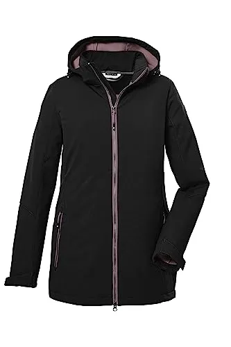 killtec Damen Softshelljacke KOW 8 WMN SFTSHLL JCKT - Funktionsjacke mit abzippbarer Kapuze, wasser- und windabweisend, ideal für Outdoor-Aktivitäten und umweltfreundlich dank PFC-freier Herstellung.