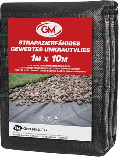 GroundMaster Unkrautvlies Extra Stark (1 m Breit x 10 m Lang) - 100g/m² Unkrautvlies Wasserdurchlässig, Bodengewebe Unkrautflies für Garten, Hochbeet, Einfahrt usw., Anti Unkrautvlies Pflanzfolie