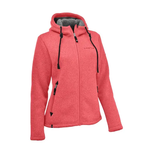 MAUL Sport Chieming coral (82) 46 - Stylische Strickfleecejacke - Funktionsjacke für Damen, ideal für Alltag und Abenteuer. Atmungsaktiv und warm mit verstellbarer Kapuze und eleganten Lederoptik-Details.