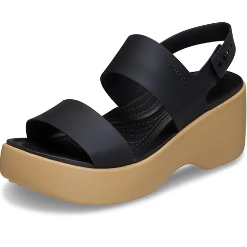 Crocs Brooklyn Sky Damen-Sandalen mit Absatz, Schwarz/Cashew, Größe 40 - Stylische Damen-Sandalen mit Absatz für jeden Anlass, bequemes Fußbett und modisches Design für ein lässiges Outfit.