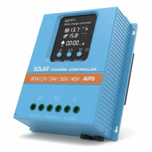 Upgraded 80A Smart Solar Laderegler, 12V 24V 36V 48V Autosensing, Max. 100V PV-Eingang, 99.5% Effizienz LCD-Display mit Dual-USB, für Blei-Säure/Lithium (LiFePO4) Batterien