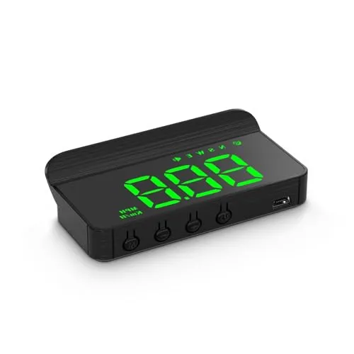 AMROOLOO Car Heads Up Display HUD Windshield Mount Head Up Display Car Window GPS Speedometer Speed Display Suitable for All Cars (1.0) (GREEN)