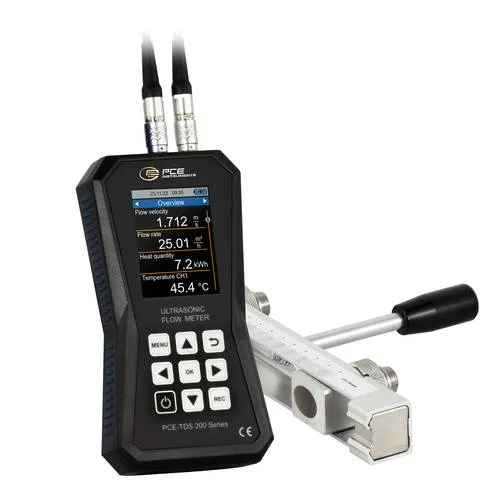 PCE Instruments Ultraschall-Durchflussmessgerät PCE-TDS 200 SR - Füllstandssensoren, Durchflussmessgeräte mit einem Messbereich von ±32 m/s und hoher Genauigkeit, ideal für präzise Durchflussmessungen in Rohren von 20-108 mm.