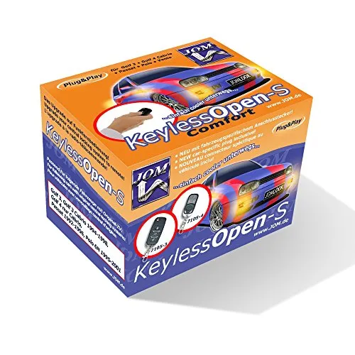 JOM Car Parts Keyless Open-S mit MiniSender - Funkfernbedienung für VW Golf, Passat & Polo, Upgrade auf komfortable Schlüsselbedienung mit 2 Mini-Funksendern, einfaches Plug & Play für schnelle Installation.