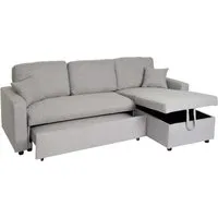 Ecksofa mit Bettkasten MCW-L17, Grau, L-Form mit Schlaffunktion - Sofa in L-Form mit ausziehbarem Bettkasten und Nosagfederung für optimalen Schlafkomfort, ideal für kleine Räume.