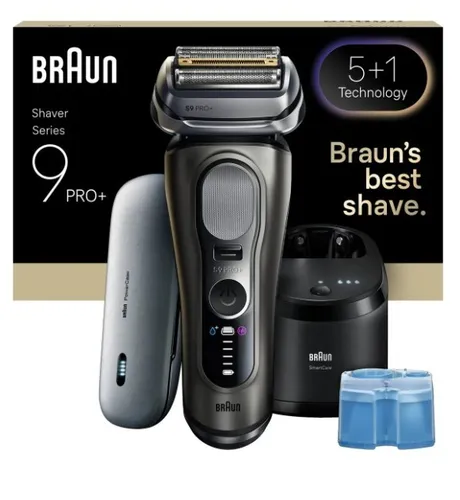 Braun Rasierapparate Series 9 PRO+ 9675cc - Hochwertiger elektrischer Rasierer für perfekte Gründlichkeit und Hautschutz. Mit Pro SensoAdapt-Technologie für maximale Effizienz bei allen Barttypen und 100 % wasserdicht für Nass- und Trockenrasur.