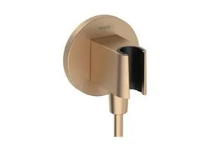hansgrohe FixFit S Wandanschluss mit Duschkopfhalterung, Brushed Bronze - Handbrausen-Zubehör: Hochwertiger Wandanschluss mit Duschkopfhalter und Rückflussverhinderer für ein sauberes Wassererlebnis und stilvolles Ambiente.