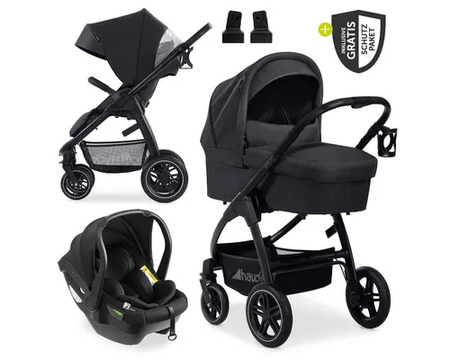 Hauck Kombi-Kinderwagen Saturn R Trio Set - Melange Black, 3in1 - Praktisches 3in1 Kinderwagen Set mit Babywanne, Babyschale und Sportsitz. Ideal für die ersten Lebensmonate, bietet es Komfort und Sicherheit für Dein Kind. Mit durchdachten Funktionen für einen stressfreien Alltag.