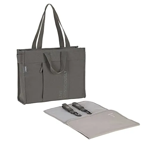 LÄSSIG Wickeltasche Green Label Tote Up Bag, anthracite grau - Wickeltasche mit praktischem Laptopfach für 15 Zoll, stylisches Design in anthrazit, ideal für moderne Eltern und unterwegs.