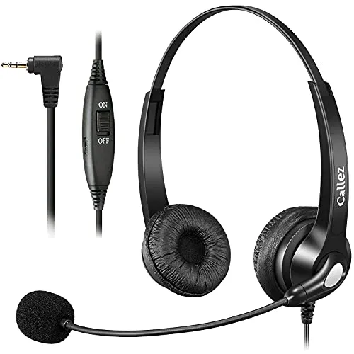 Telefon Headset 2,5mm mit Mikrofon Noise Cancelling, Schnurlos Festnetztelefone Kopfhörer DECT Kompatibel mit Panasonic Gigaset CL660 S850 C430A Grandstream Cisco SPA Polycom, Kristallklar Chat