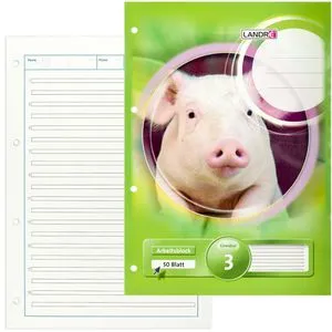 Landre Arbeitsblock 100050445, A4, liniert, 80g/qm, 4-fach gelocht, 50 Blatt, Lineatur 3