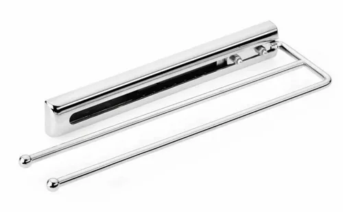 Naber Handtuchhalter 2-armig mit Abdeckung, 105 mm, chrom - Eleganter Handtuchhalter für das Bad, 325 mm lang, mit seitlicher Befestigung und ausziehbarem Design für mehr Flexibilität.