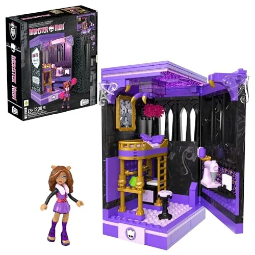 MEGA Monster High Actionfigur-Bauset Clawdeens Spuk-Buch-Ecke mit 299 Teilen, Bücherecke für Sammler, HXM32