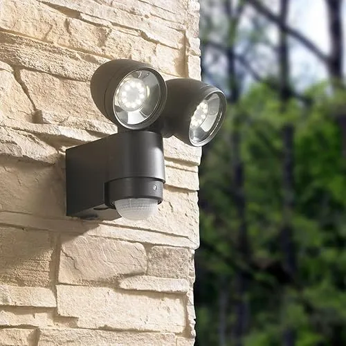 MeLiTec LED Außenwandleuchte mit Bewegungsmelder – 2 Spots, 4000K, IP44 - Helle LED-Außenwandleuchte mit Bewegungsmelder für Einfahrten und Terrassen. 820 Lumen, anpassbare Leuchtdauer und wetterfest nach IP44. Ideal für sichere Beleuchtung im Außenbereich.