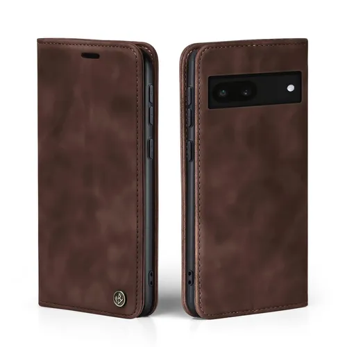 Handy Hülle für Google Pixel 6a Klapp Magnet Smartphone Cover Case Braun