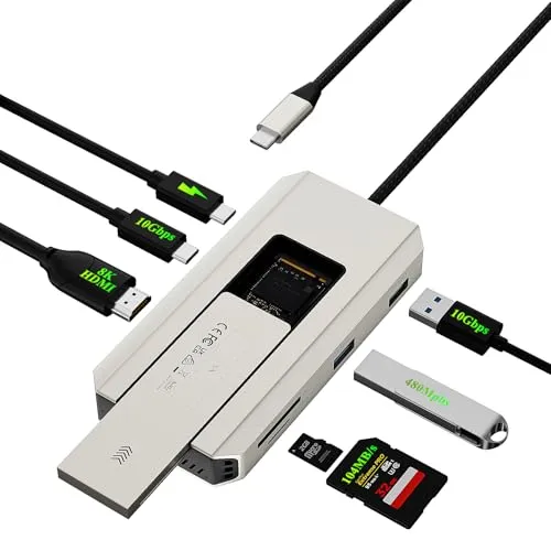 Minthouz 8-in-1 USB C Hub mit M.2 NVMe SSD Gehäuse