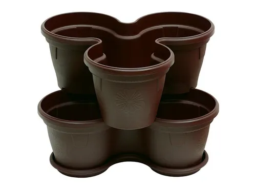 Engelland Blumenständer Säulentopf, Hochbeet, Kräuterbeet (Vorteils-Set, 2 St., 11 Liter Fassungsvermögen je Ebene), fallsicher, UV-beständig, stapelbar, platzsparend, robuster Kunststoff