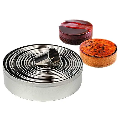 Ausstechformen rund 12er Set in Metalldose，Ausstecher Kreis Set 12 Stück Runde Metallschneider für Kekse, Gebäck, Donuts