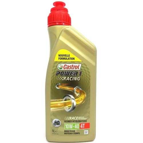 Castrol POWER1 RACING 4T 10W-40 - Hochleistungsmotorenöl - Schmiermittel mit Race Derived Technology für optimale Leistung und Schutz von Motorradmotoren. Ideal für sportliche Fahrer, die maximale Performance suchen.