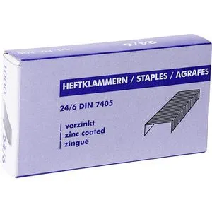 Böttcher-AG Heftklammern Typ 24/6, 2 - 30 Blatt Heftleistung, verzinkt, 1000 Stück
