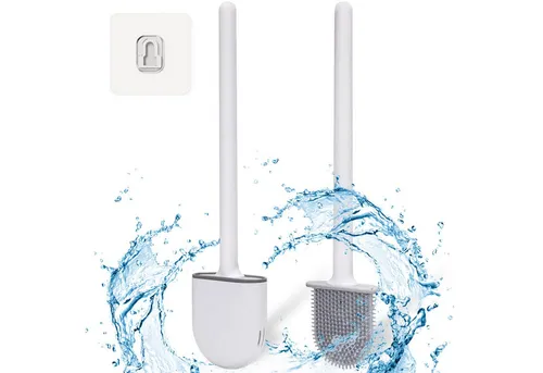 MAQETARA Products WC-Reinigungsbürste Premium Silikon Klobürste für Badezimmer, Bad, WC, Toilette, Reinigung, (Packung), Schnell Trocknende WC Bürste mit Wandbefestigung zum Kleben