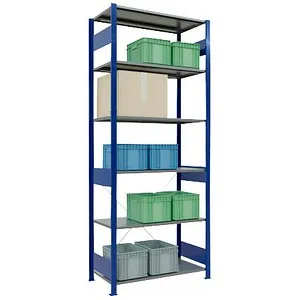 Steckregal GR150 kg - Robustes Regal für Werkstätten - Werkstatteinrichtung mit einer Tragkraft von 150 kg pro Boden, ideal zur optimalen Lagerung von Werkzeugen und Materialien.