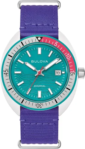 Bulova Quarzuhr 98B447 Snorkel 41mm - Herren Taucheruhr - Armbanduhren mit 10 ATM Wasserdichte, ideal für Taucher. Hergestellt aus 100% recyceltem Ozean Plastik, umweltfreundlich und stilvoll.
