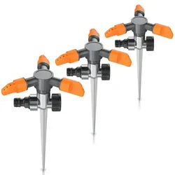 Brandson Kreisregner 3er Set – Effiziente Sprühregner für präzise Bewässerung - Praktisches 3er Set Flächenregner für bis zu 150 m². Mit 5 Düsen für gezielte Bewässerung und einfache Handhabung dank Bodenspieß. Perfekt für Ihren Garten!