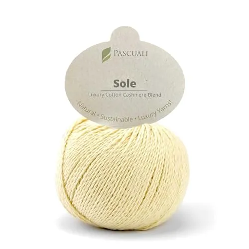 Pascuali Sole | Strickwolle aus 90% Baumwolle (Pima), 10% Kaschmirwolle, zum Stricken und Häkeln, Farbe:Limonade 57