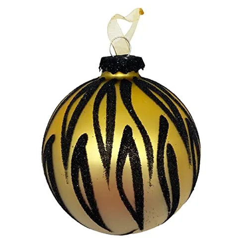 Knüllermarkt 34529 I Glas Christbaumkugel Leo Print Gold schwarz I Tannenbaum Christbaum Weihnachtskugel I Deko I Weihnachten I Kugel I Merry ChristmasI Schnee I Geschenke I Gesteck Gestecke