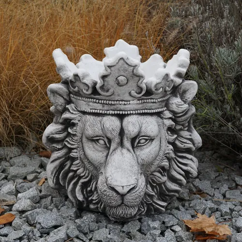 gartendekoparadies.de Pflanzkübel Blumentopf Löwe Pflanzgefäß aus Steinguss, H. 41 cm, 6 Liter, 40 kg, Frostsicher