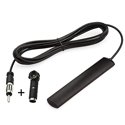 Eightwood Autoradio Antenne FM Car Radio Antenne Radio Patch Windschutzscheiben Paste Antenne FM 3m Kabel + DIN Buchse 41585 auf ISO Adapter für Autos Radios LKWs Universal mit MEHRWEG